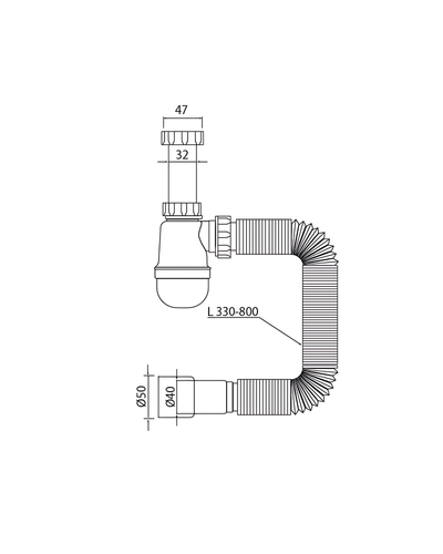 Сифон для умивальника Mixxus SU-04-A 1 1/4"x32 без випуску 32*40/50 (MI8181)