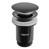Донный клапан для раковины Zerix BV-01 BLACK 1 1/4'' с переливом автоматический СLICK-СLACK (Цвет черный) (ZX6016)
