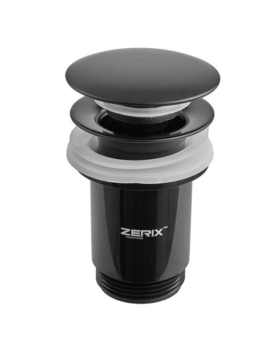 Донний клапан для раковини Zerix BV-01 BLACK 1 1/4'' з переливом автоматичний СLICK-СLACK (Колір чорний) (ZX6016)