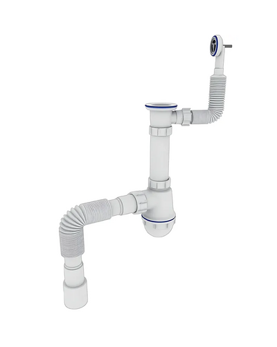 Сифон для кухні Zerix SK-04-В 1 1/2"x40 з різьбовим випуском та круглим переливом (ZX5085)