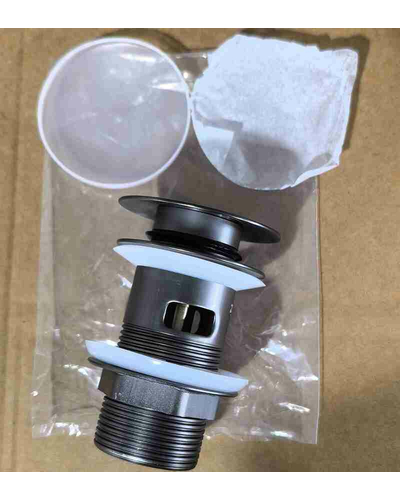 Донный клапан для раковины с переливом Zerix BV-09 GRAY 1 1/4" автоматический Click-Clack (Цвет графит) (MY0415)