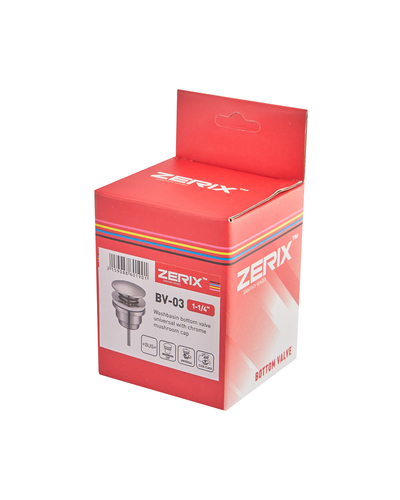 Донний клапан для раковини Zerix BV-03 1 1/4'' універсальний (з/без перел) СLICK-СLACK (Колір хром) (ZX6019)