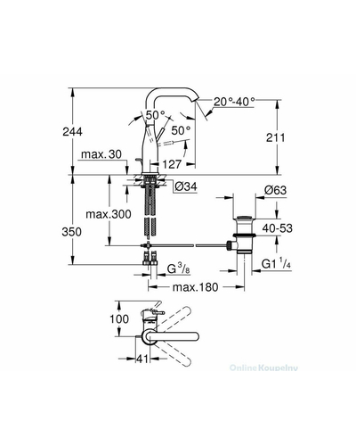 Змішувач Grohe Essence NEW, для умивальника, з донним клапаном (32628001)