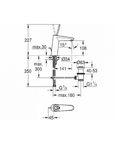 Змішувач Grohe Eurodisc Joy, для умивальника, з донним клапаном (23427000)