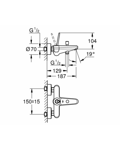 Змішувач Grohe Eurodisc Joy, для ванни (23431LS0)