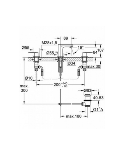 Змішувач Grohe Eurosmart Cosmopolitan, для умивальника, 3 отвори (20187000)