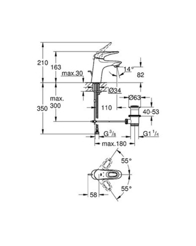 Змішувач Grohe Eurostyle New, для умивальника, з донним клапаном (33558003)